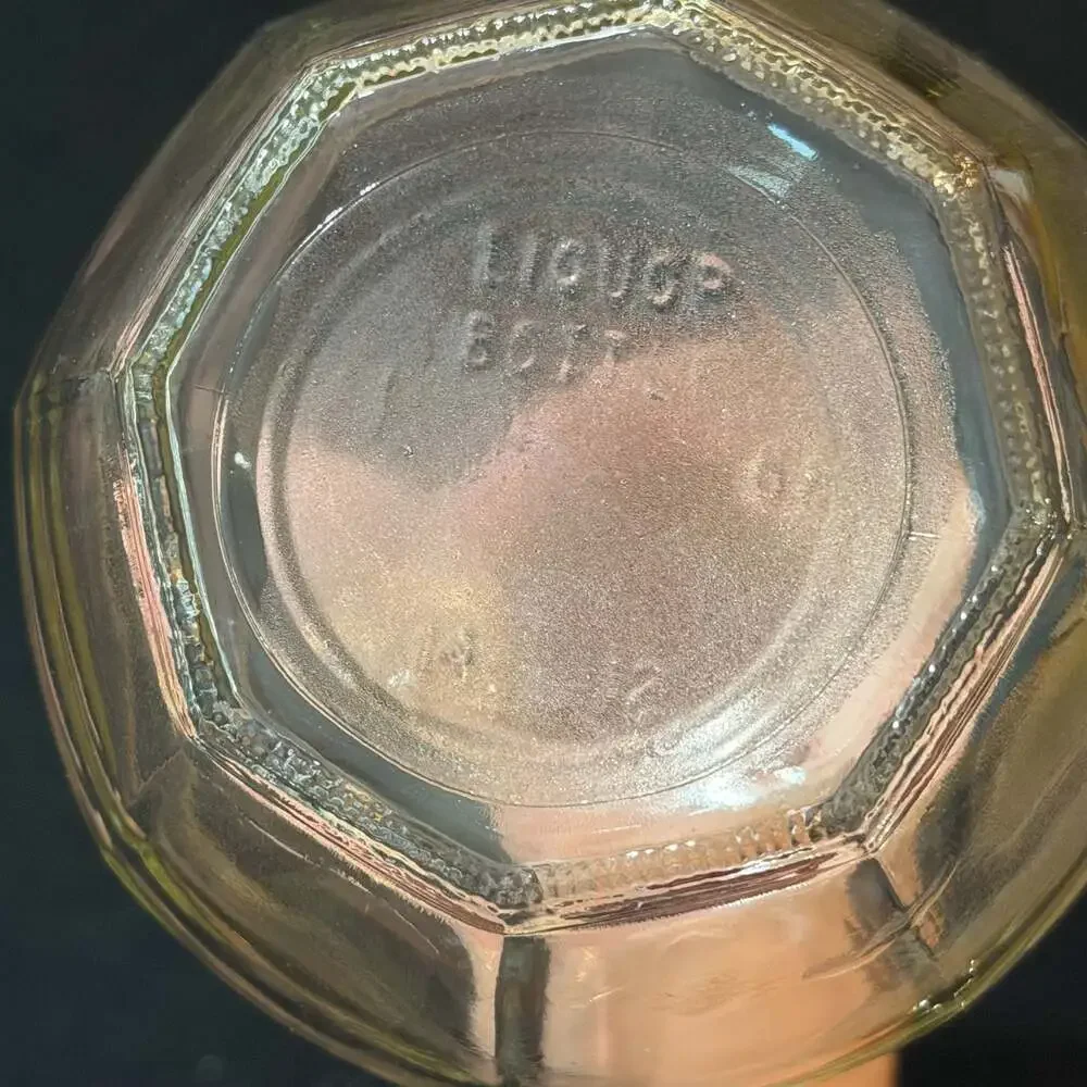 Vintage Octagonal Glass Decanter Bottle with Cork Stopper